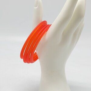 Set Of 4 Orange Red Acrylic Stackable Spacer Bangles Vintage